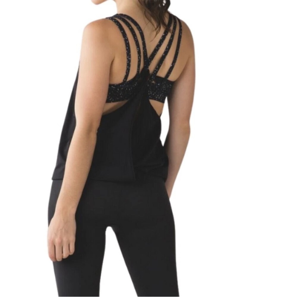 Lululemon Nouveau Limits Tank‎ Black Butterfly Texture Top Size 6 - Picture 3 of 9